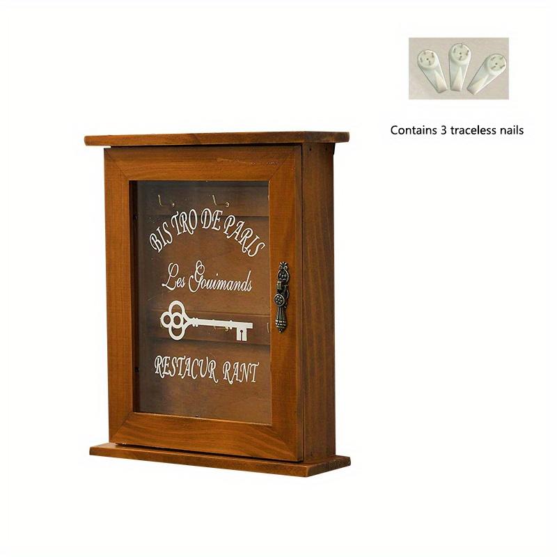 

1 шт., красно-синий винтажный деревянный ящик для хранения ключей с стеклянной крышкой и бесследными гвоздями, подвесной шкаф для хранения ювелирных изделий и ключей на крыльце. красный