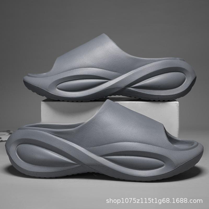 

Мужские тапочки новые толстоподошвенные нескользящие и износостойкие повседневные крутые тапочки уличная мода мягкая подошва спортивные пляжные шлепанцы 44-45 серый