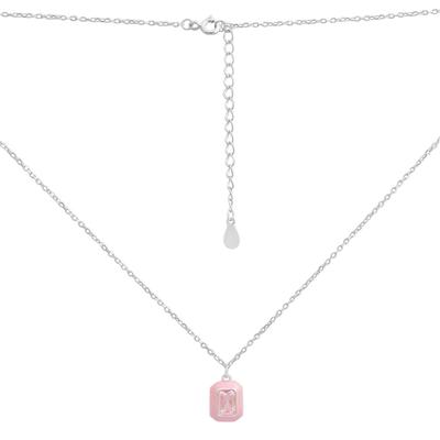 Silver Necklace with Cubic Zirconia, Enamel, Item Weight 2.13 G (60002241)