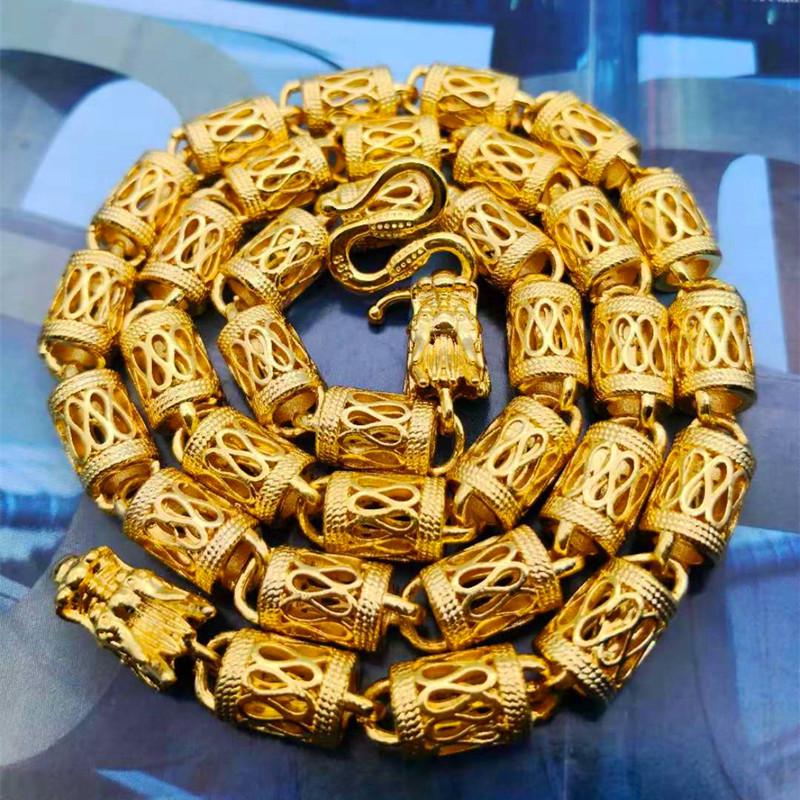 Durable Copper-Plated Gold Necklace, Sand Gold Design, Consistent Color, Masculine and Imposing, Fire-Tested for Quality.