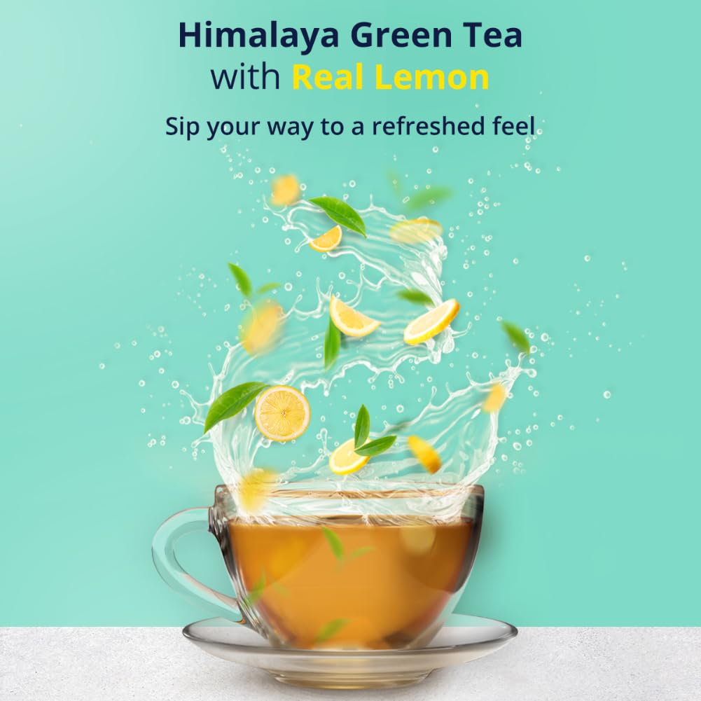 Himalaya Green Tea Lemon Tea Bags 20 Count Pack of 1 Herbal Refreshing Daily Wellness Citrus Beverage Drink Hot Brew