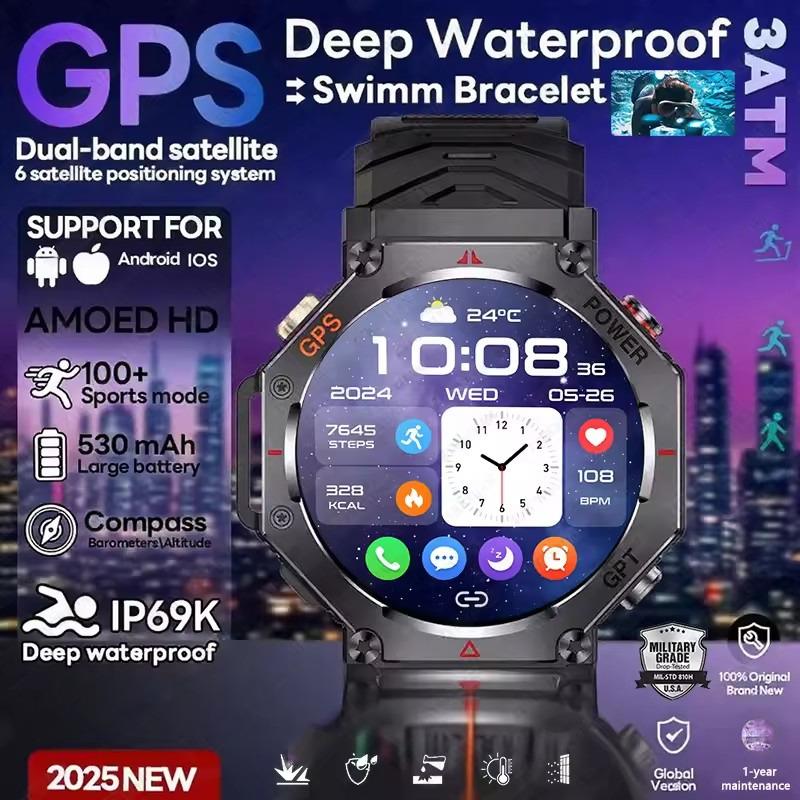 For Xiaomi New ChatGPT AI Assistant Smart Watch 5ATM Waterproof GPS Built-in Dual-band GNSS Compass Sport Smartwatch Men Woman