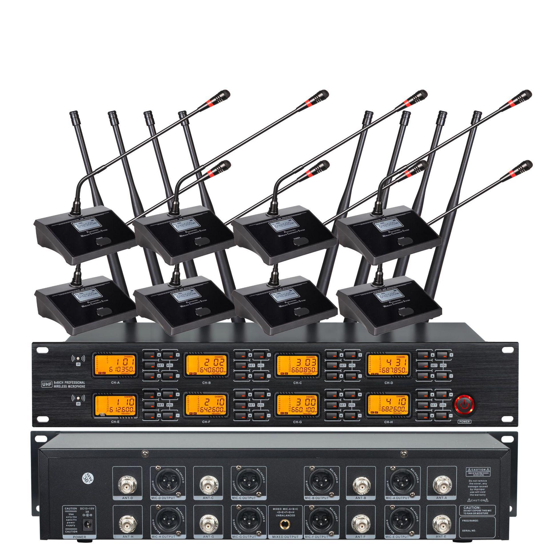 

Wireless Conference Microphone System: One-to-Eight Multichannel In Stock UK Plug