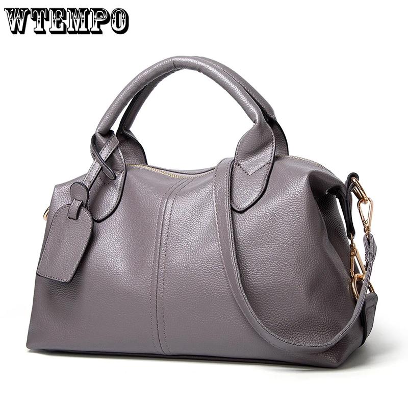 WTEMPO Fashion Solid Frauen Leder Reißverschluss Große Kapazität Damen Handtaschen Casual Shopping Schulter Tasche