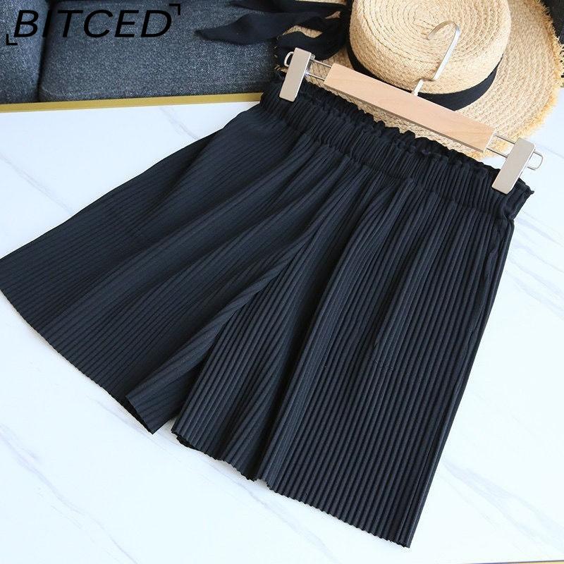 BITCED Pleated Shorts for Women Spring/Summer Casual Cropped Trousers High-Waisted Loose-Fit Flattering Straight-Leg Wide-Leg Trousers