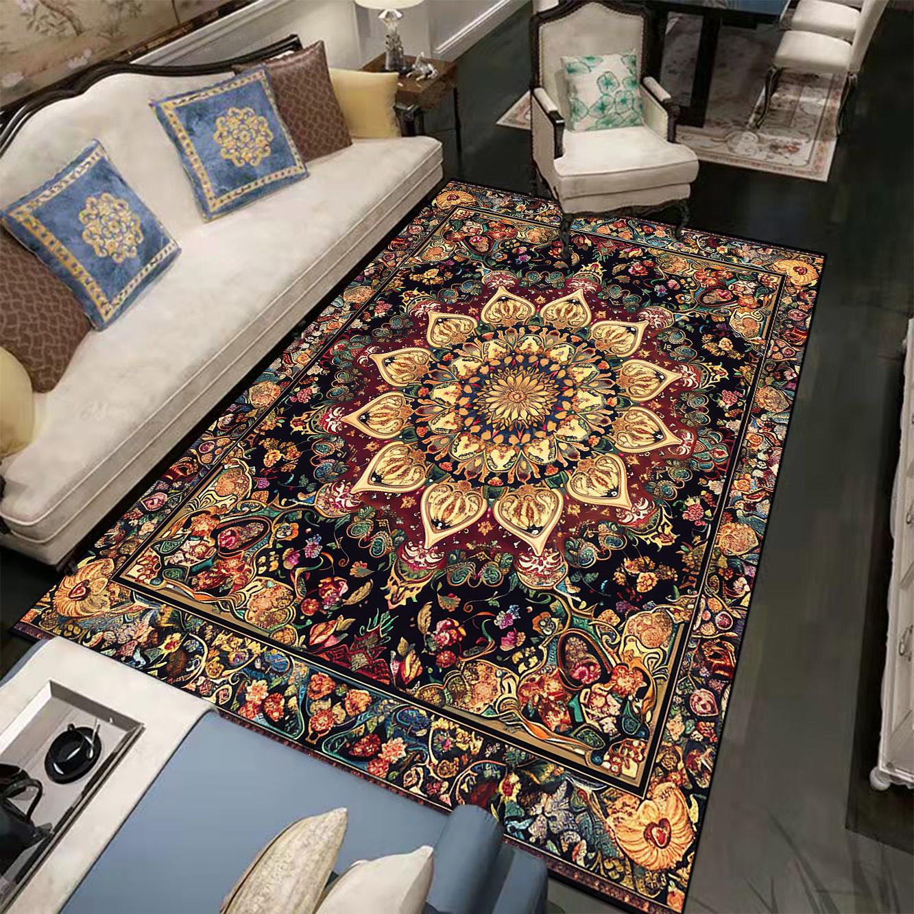 Alfombras de Lujo Modernas Decoración de Sala de Estar Alfombra Persia Mesa de Sofá Lateral Felpudo de Piso Dormitorio Cabecera Suave Antideslizante Alfombras Grandes 80x120cm 31.5x47.2in