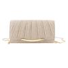 Women Shoulder Bag Pleated Shiny Elegant Lock Buckle Fashion Chain Messenger Bag Champagne Free Size