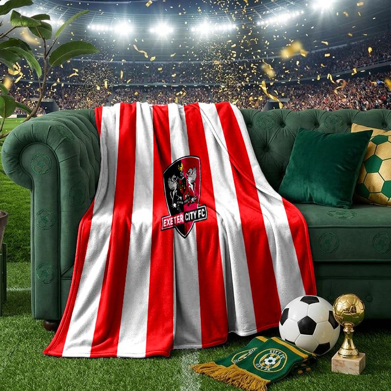 Exeter City Fc Crest Throws Blanket Flannel Blankets Plush for Couch Bed Gifts for Men Women Travel Picnic Blanket Christmas Fan Gifts