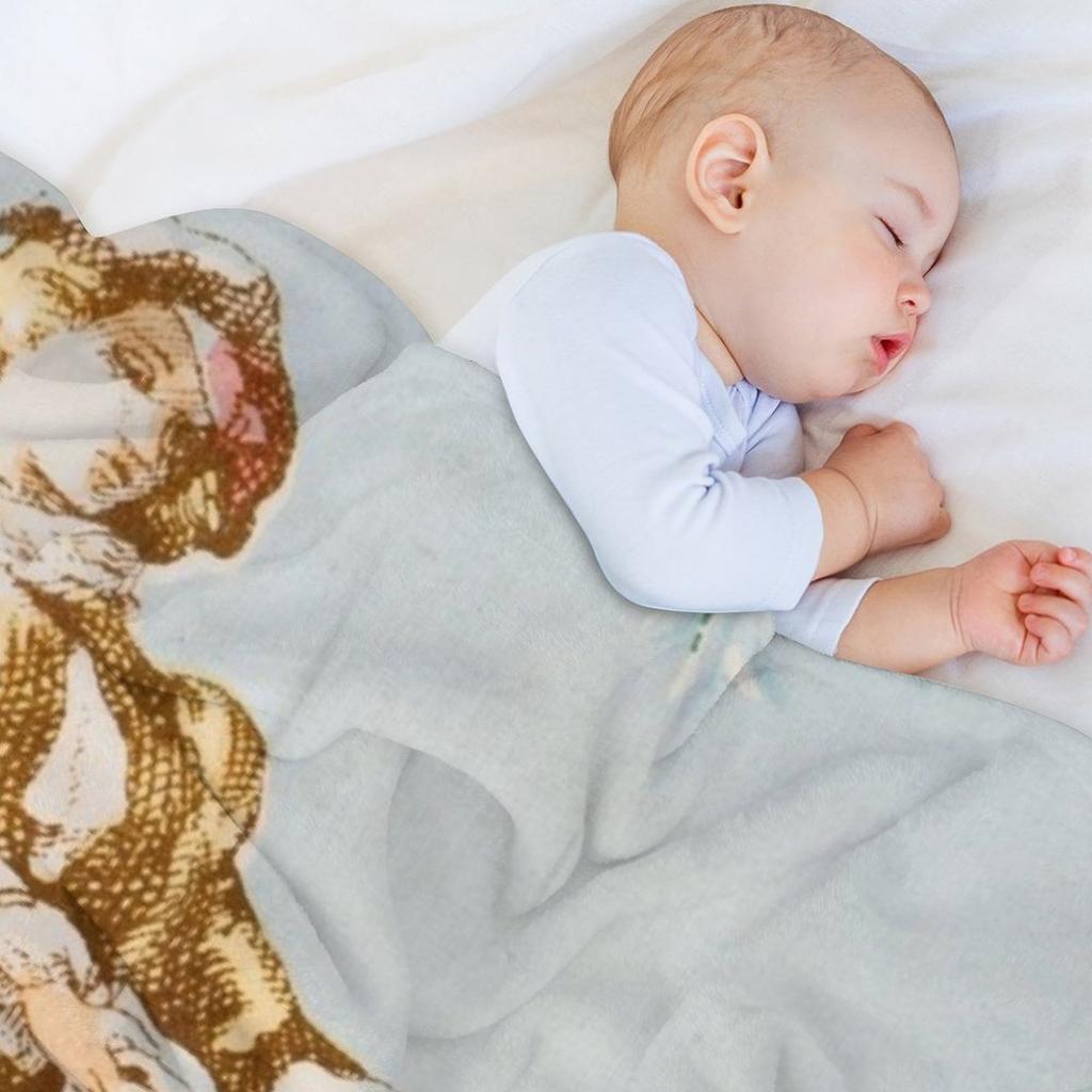 Distressed Toile De Jouy Print Throw Blanket Decorative Sofas Flannel Beach Flannel Fabric Blankets