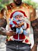 Christmas Men's T-Shirt 3D Print Cute Santa Claus Pattern Short Sleeve T-Shirt Holiday Fashion Top Comfortable Men's Clothing
