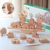 Wooden Animal Balance Seesaw With Building Blocks For Toddler Educational Play