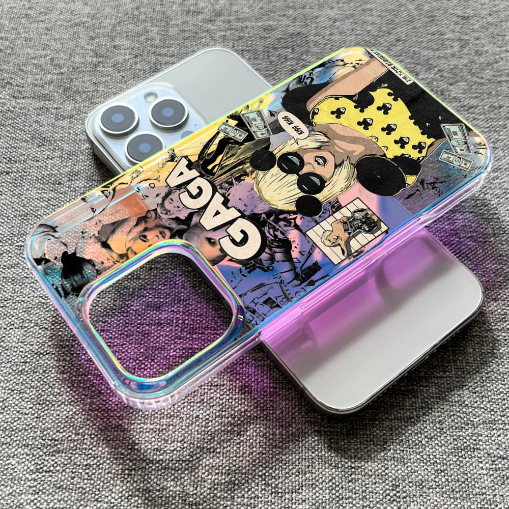 Hot singer Lady gaga mayhem poster Phone Case Laser gradient Transparent Phone Case For iPhone 17 16 15 14 13 12 Pro Max Plus
