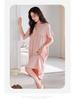 Women's Summer Cotton Lace Nightgown with Chest Pads, Short Sleeve, Mid-Length, Plus Size