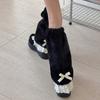 Elegant Ruffle Lace Trimmed Leg Sleeves Fleece Plush Cold Weather Essential Leg Warmers For Women's Fashion Long Socks