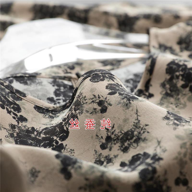 

Шелк 03 Креп Де Шин ~ 100% Тутовый Шелк Принт Свободный Вырез Лодочкой Короткие Топы Летняя Женская Рабочая Одежда Молодежная Футболка Рубашка Color M