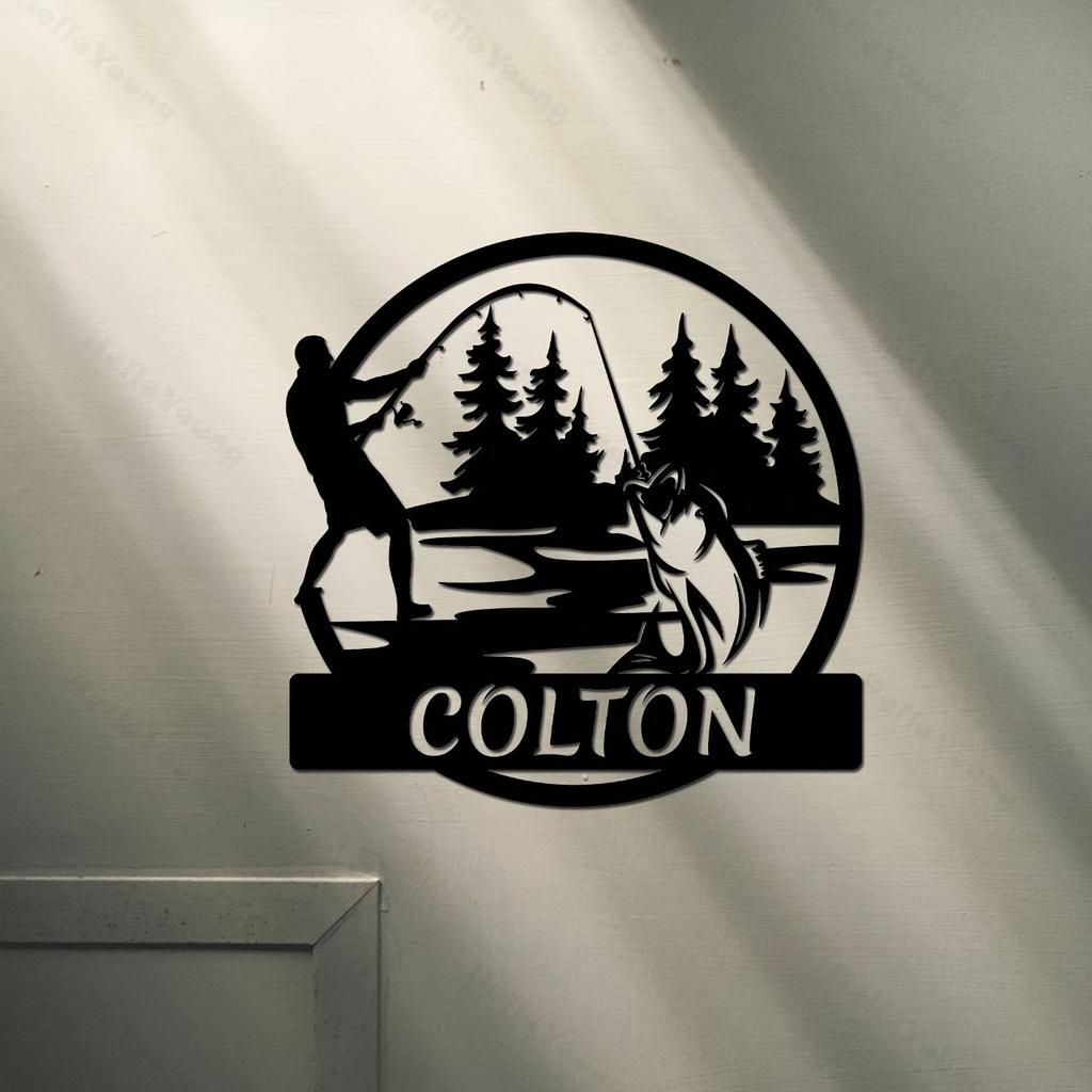 Customizable Metal Sign Fishing Silhouette Personalized Hot Sale Home Garden Kitchen Decor
