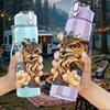 1PC Owl Vintage Flower Decor Print 750ml Color Plastic Sports Water Bottle Leakproof Flip Straw Lid Suitable for Sports Office Home Use