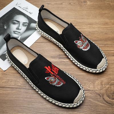 Alte Pekinger Stoffschuhe Herren Sommer atmungsaktiv desodorierend Guochao Hanfsohle schwarze Stoffschuhe stinken nicht Füße faul ein Pedal Fischer