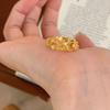 Rhombus Iris Flower Wide Face Open Ring Vintage Temperament Ring Ins Niche Premium Jewelry Women