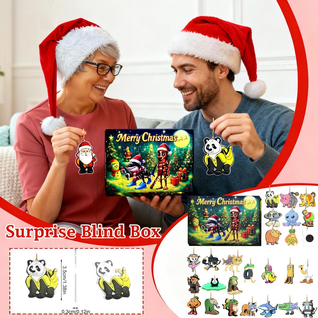 2D Plochý Akrylový Mystery Box 24ks Přívěsek s Krabičkou Letadla Zábavný Vánoční Odpočítávací Kalendář
