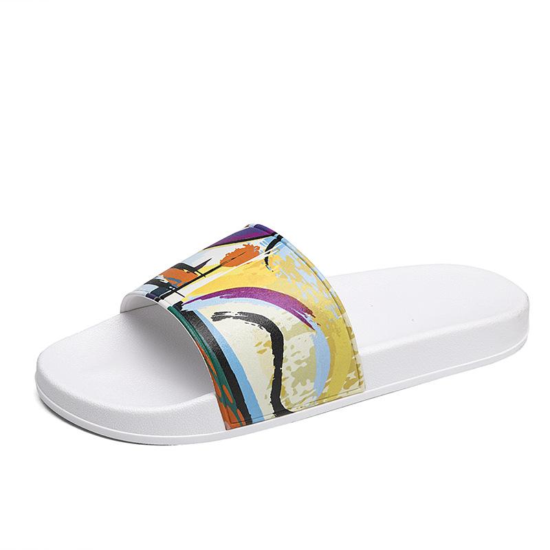 

Graffiti one-word cool slippers summer couple casual home wear non-slip home bathroom bath slippers men 45