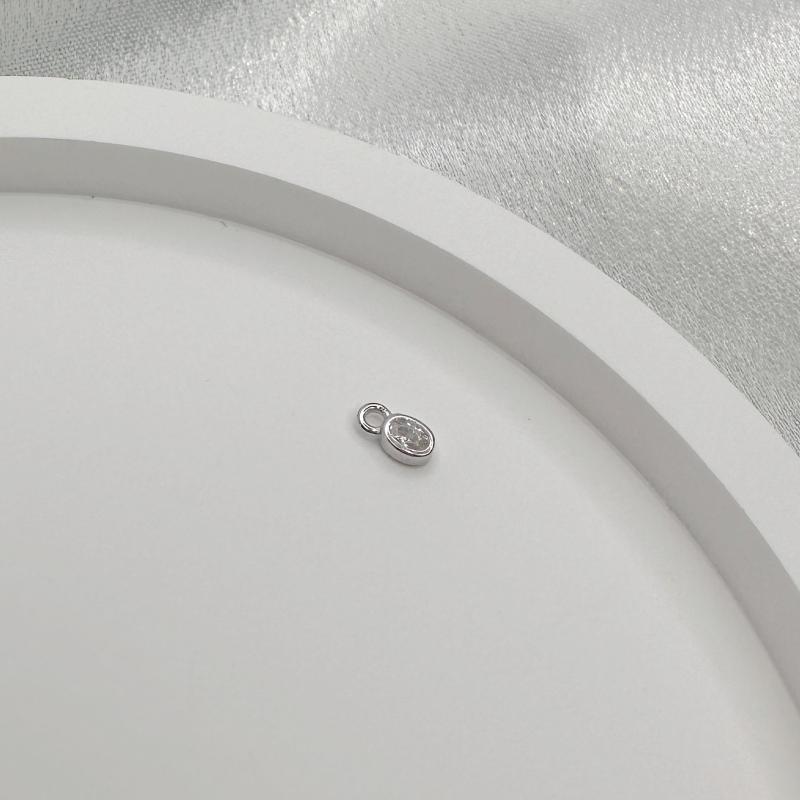 S925 Silver Mini Water Droplet Heart Round Pendant Charms Zircon Pendant Accessories for Necklace Jewelry Making SD12