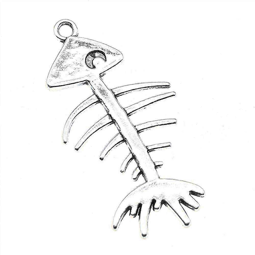 Fish Bone Charms Multi Color Alloy Pendants For Ocean Themed DIY Jewelry Accessories
