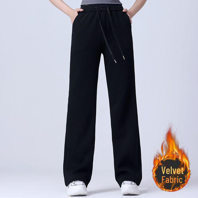 

High Waist Velvet Wide Leg Yoga Pants for Women - Autumn/Winter Fashion Fitness & Sportswear M (for 80-90 lbs)