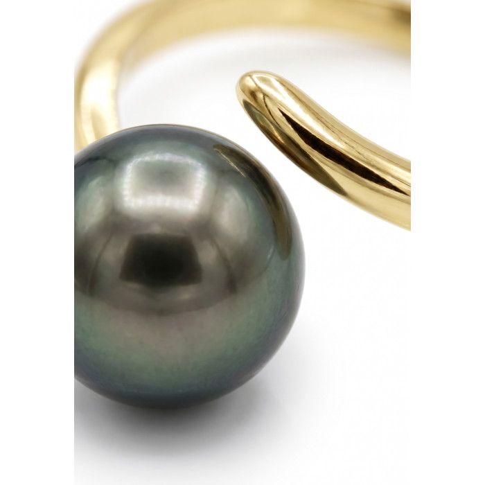 Bague - Pearls & Colors - Perle de Culture de Tahiti 10-11 mm Ronde - Or Jaune 375/1000 - Qualité A+ - Femme