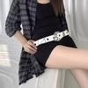 Antique Rivets Studded Waist Belt With Engraved Pattern Buckles PU Leather Pin Buckles Waistband For Women Jeans Pants