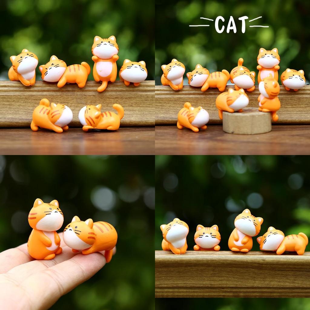 Pvc Orange Cat Wall Decor Toy With Micro Landscape Design For Kids And Adults