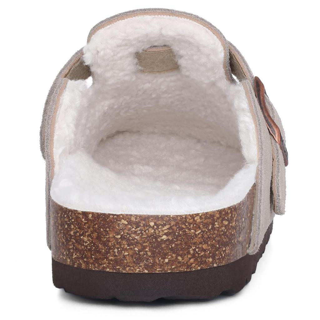 Módní Crestar Dámské semišové pantofle s kožešinovou podšívkou Dámské dívčí chlupaté korkové stélky Muly Pravá kůže Hovězí semiš Nazouvací Zimní bramborové boty