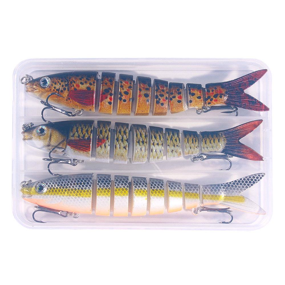 8 Segmente Swimbait Angelköder 3er Set 135mm 19g Mehrgelenkig Langsam Sinkend Bionisch 3D Augen Angelköder Werkzeug Angelausrüstung