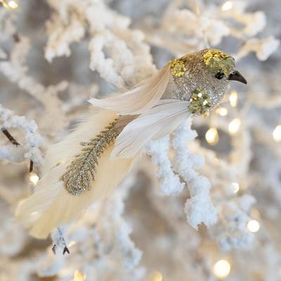 Yousheng 1 Pair Christmas Ornament Imitation Foam Feather Bead Design Christmas Tree Decoration Festive Atmosphere DIY Gift