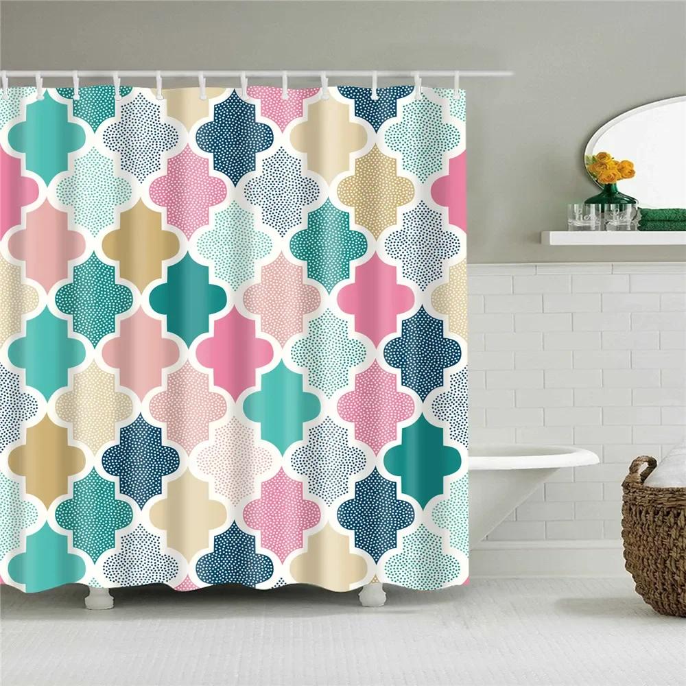 Abstract Geometric Stripes Printing Shower Curtains Home Hotel Bathroom Decoration Bath Curtains Waterproof Bathroom Curtains