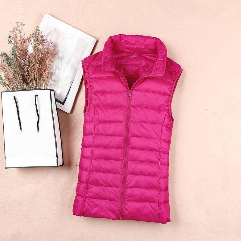 Giacca in Piumino d'Anatra Bianca Gilet da Donna Autunno Inverno Senzamaniche Gilet Caldo Leggero Piumino Top Femminili Capispalla 8XL
