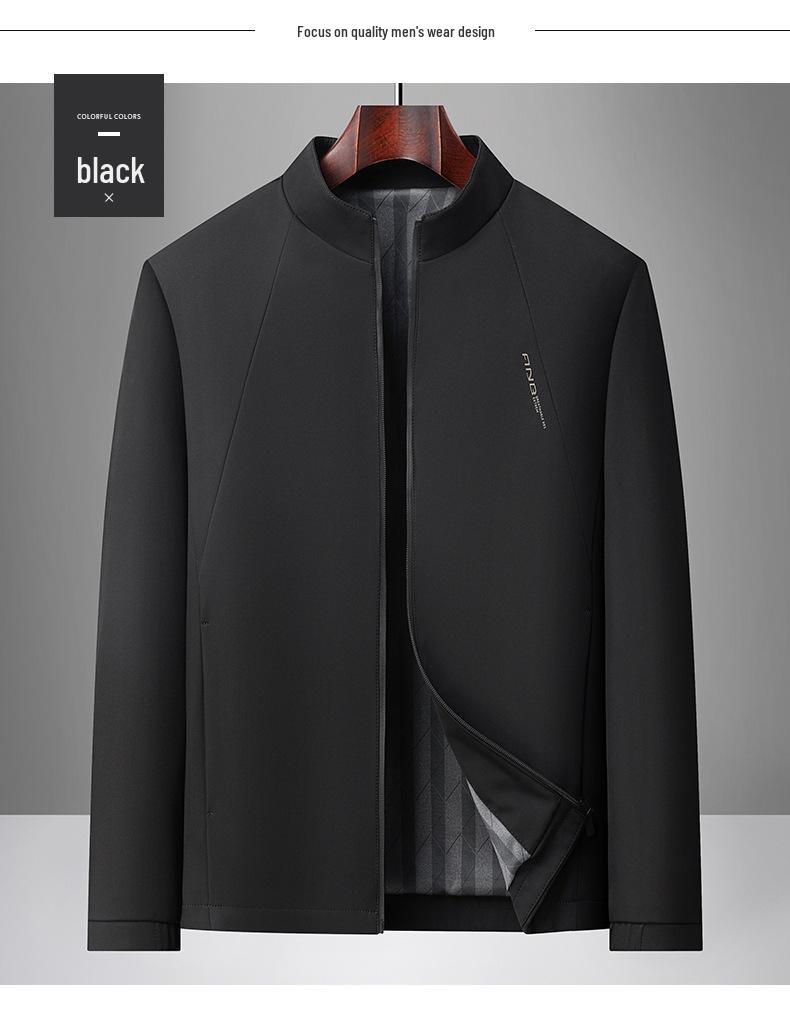 2026 Men's Business Casual Stand-up Collar Jacket - Dad Style for Spring, Summer, and Autumn