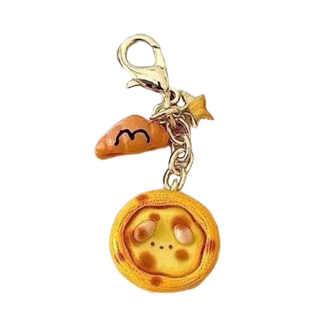 Original Egg Tart Buckle Keychain Unique Creative Designs Sturdy Alloy Resin Materials for Backpack Decoration