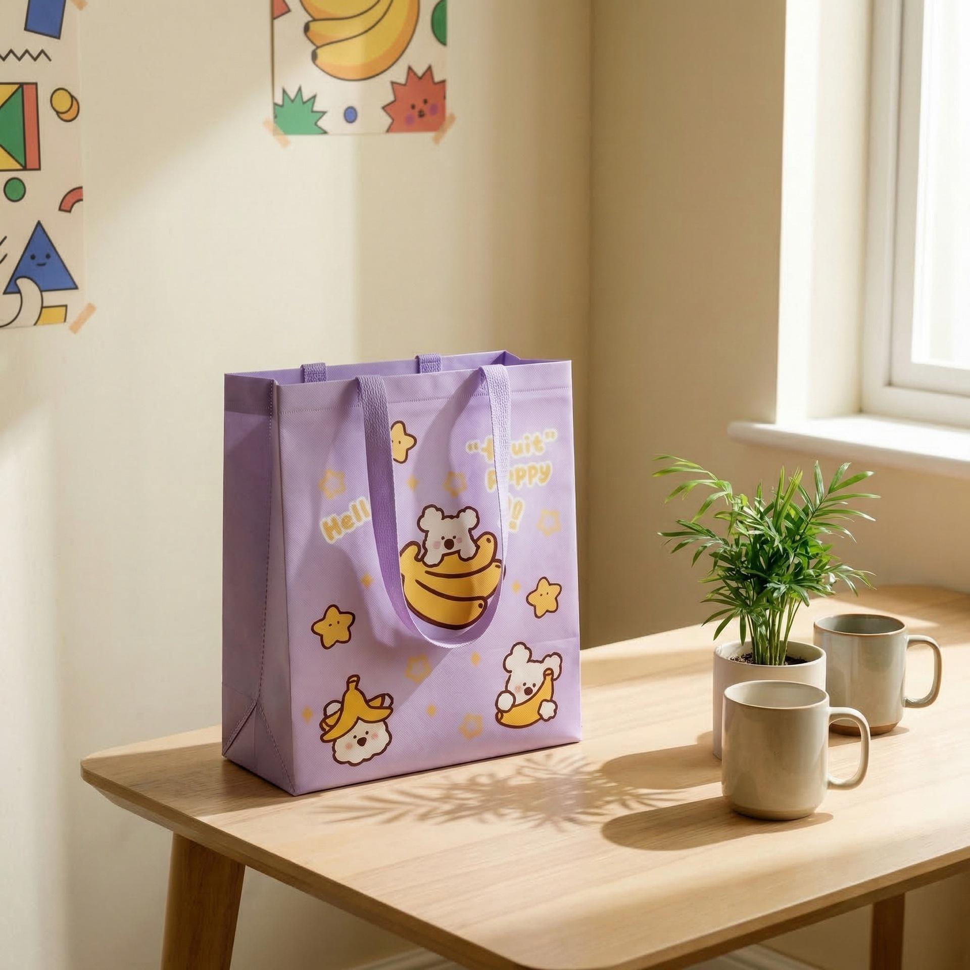 

12pcs Kids Cartoon Gift Tote Bags Non Woven Waterproof Shopping Bags for Children Day Party Favor School Book Bags 12pcs&27x33x13cm фіолетовий