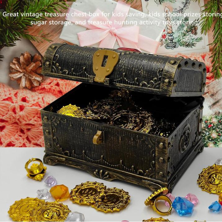Pirate Medium Treasure Chest with Ruby Collectibles Antique Plastic Toy Storage
