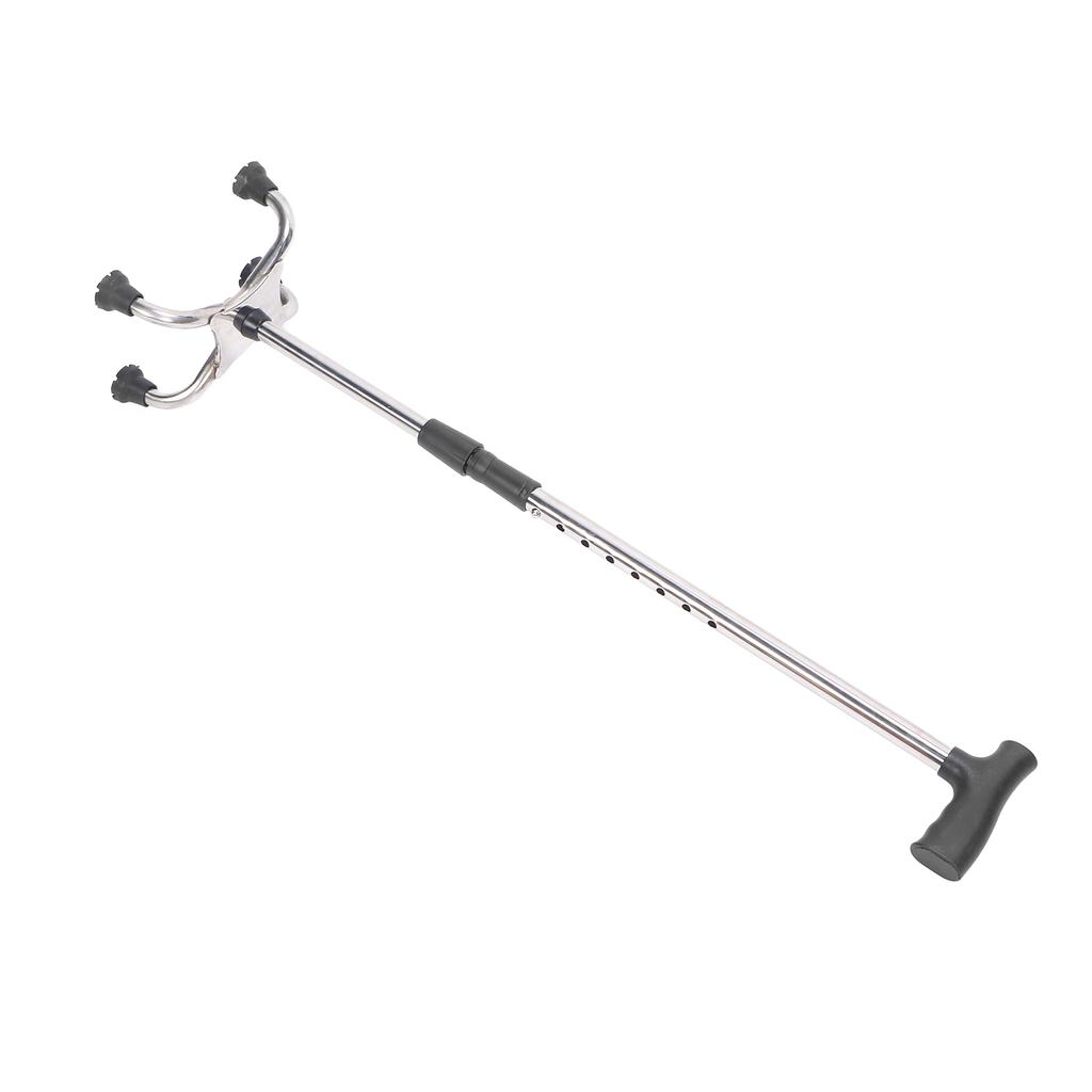 Adjustable Walking Cane with 4 Base Anti Slip Steel Tube Flexible Walking Stick Assistant for
