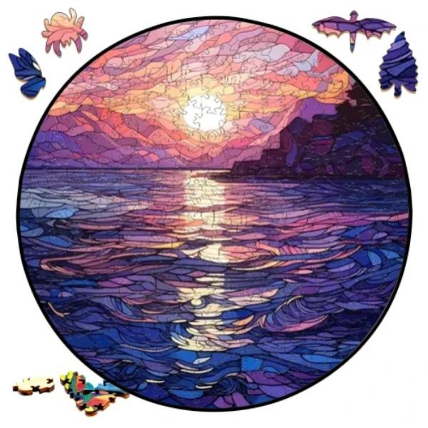 Earth Scenery Round Wooden Puzzle Art Unique Shaped Pieces Wooden Toys for Adults Perfect Christmas birthday Landscaping Gift