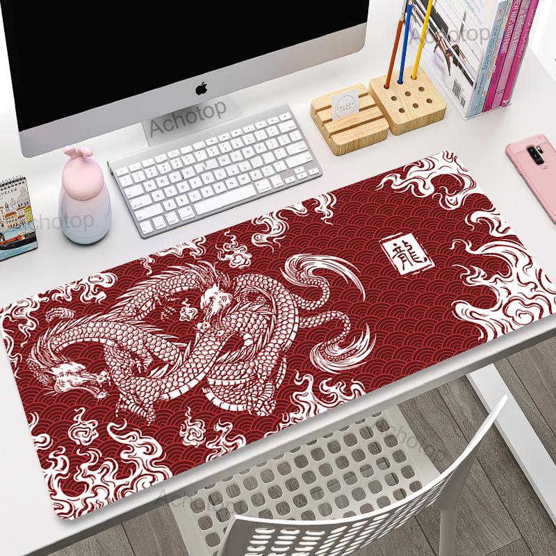 Large Mouse Pad Gaming Mousepad xcm Mouse Mat Chinese Dragon Art Gamer Mousepads PC Desk Pads Pink White Keyboard Mats XXL