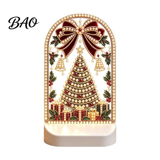 Acrylic Decorative Ornaments Christmas Pearl Light for Holiday Home Decor, LED Unique Lamp with Soft Glow Bedroom Bookshelf And Party Atmosphere