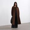 GREEN BELT Women's 100% Wool Oversized Lapel Mid-Length Coat