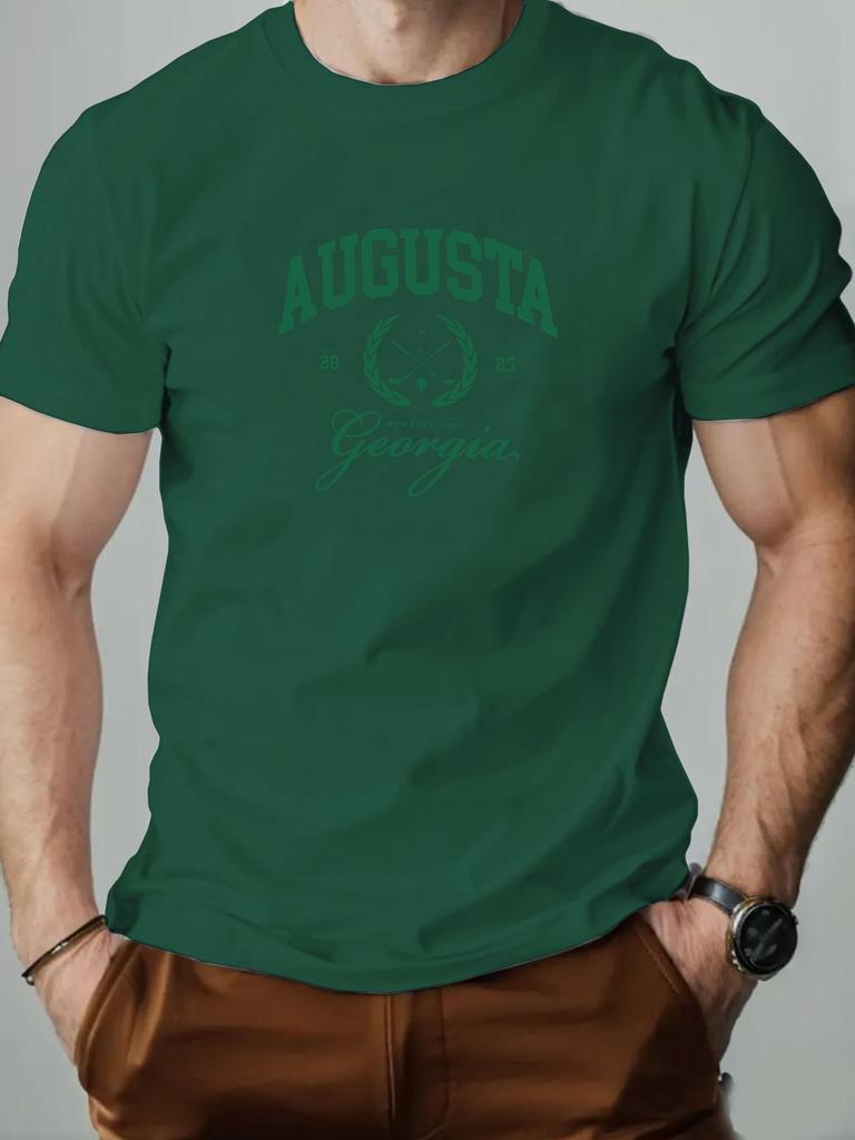 Mens Cotton TShirt Augusta Golf Summer Round Neck Short Sleeve Graphic Breathable Fashion Casual TShirt