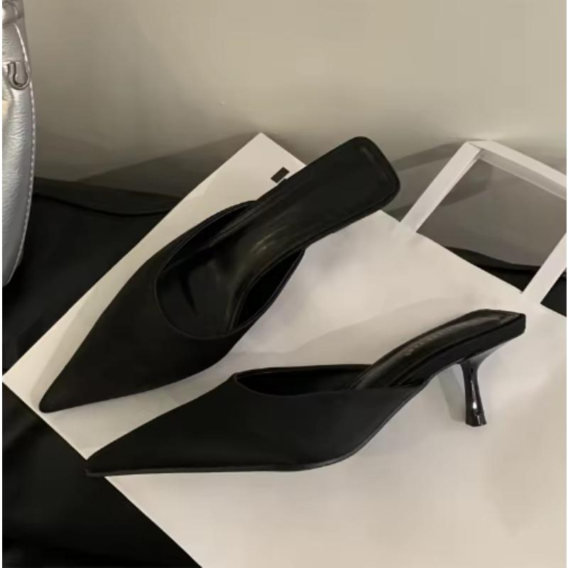 Mode 2025 Frühling Neu Leopardenmuster Damen Slipper Spitz Zehenbereich Dünner Niedriger Absatz Sandale Damen Pantoletten Schuhe Reifer und Eleganter Stil