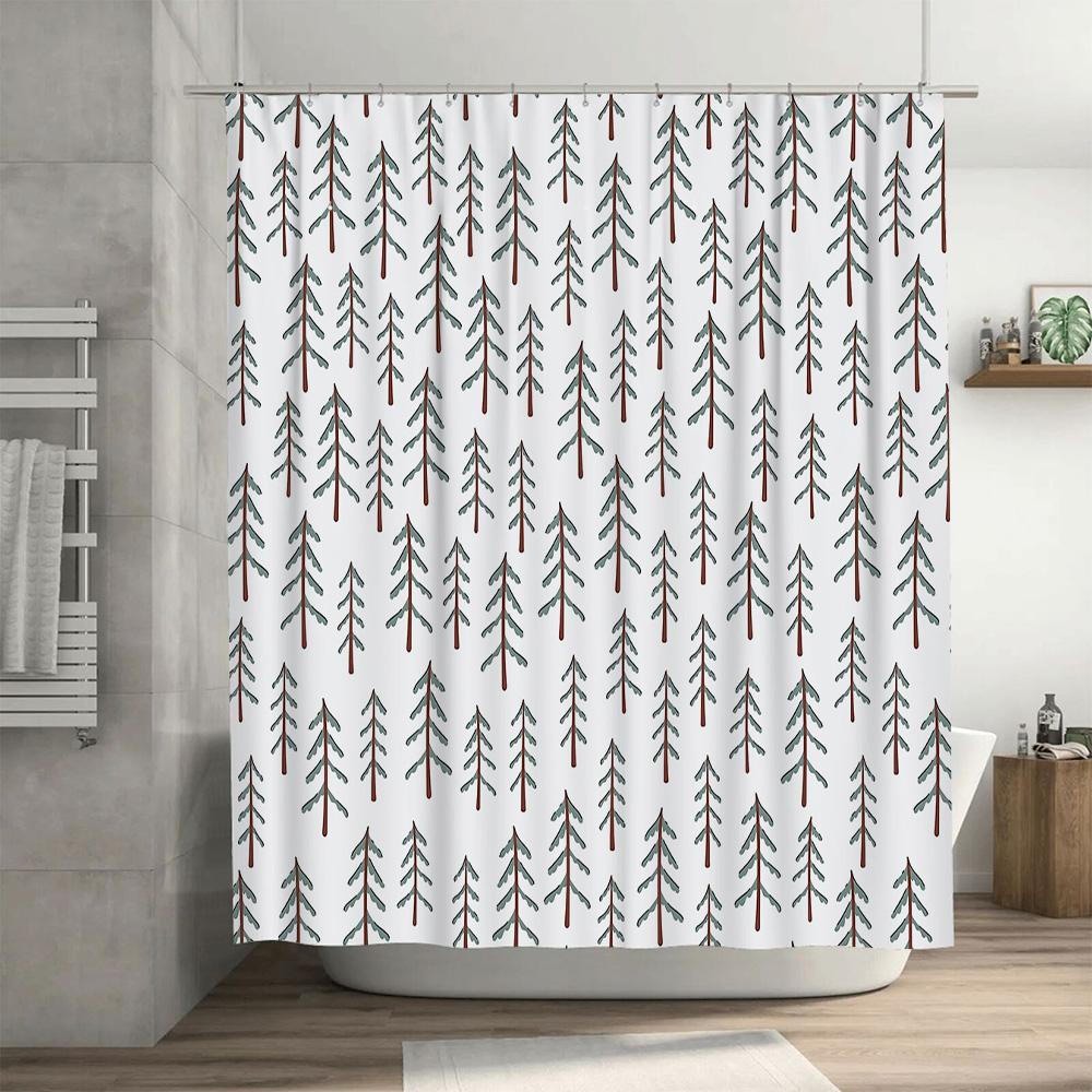 Bathroom Shower Curtain Botanical Forest Trees Nature Greenery Washroom Decor Vintage Rustic Farmhouse Home Decor Backdrop