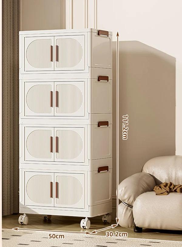 Folding Storage Box Storage Cabinet With Wheels Multifunctional Box With Pulley Household Sorting Wardrobe Organizer Container