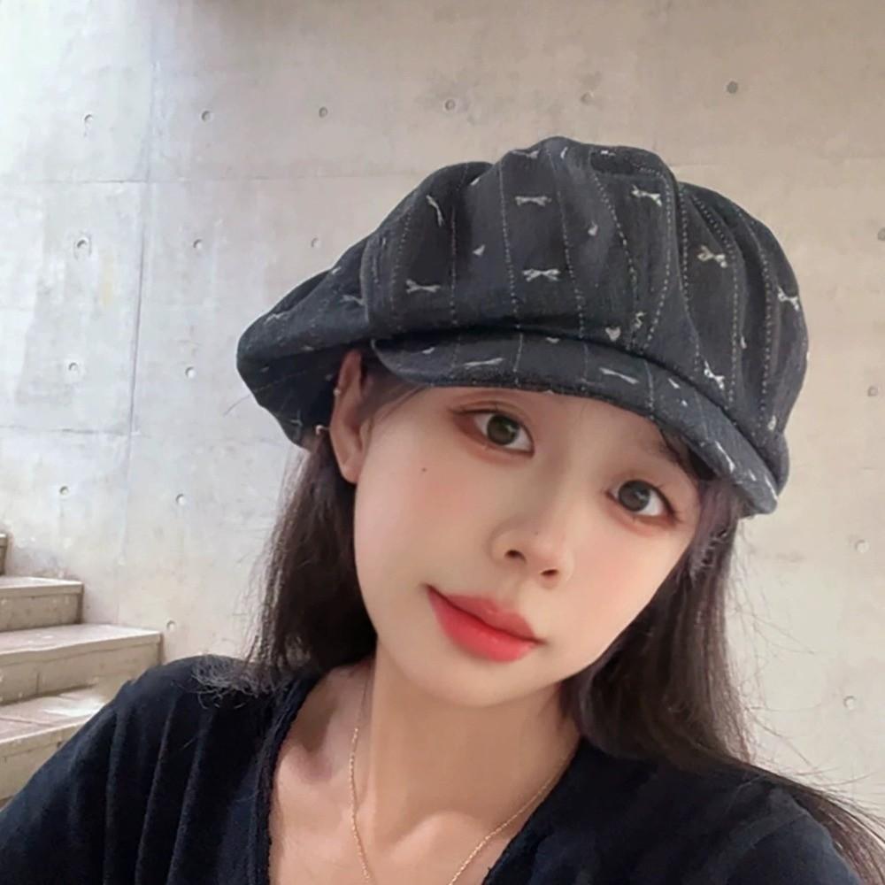 Cloud Octagonal Cap Japanese Newsboy Cap Casual Retro Bow Beret  Outdoor